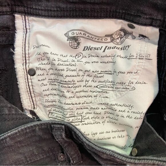 Diesel Sleenker black jeans button fly slim skinny low rise straight leg size 28 - Picture 7 of 11